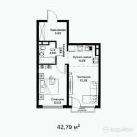 ЖК Qamqor Qala — 2-ком 42,8 м² (от 17 116 000 тг)