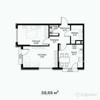 ЖК Qamqor Qala — 2-ком 58,7 м² (от 23 472 000 тг)