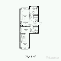 ЖК Qamqor Qala — 3-ком 74,4 м² (от 29 772 000 тг)