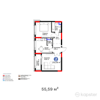 ЖК Arena Unity — 2-ком 55,6 м² (от 29 573 880 тг)