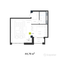 КД Baitas — 1-ком 44,8 м² (от 58 188 000 тг)