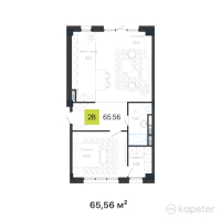 КД Baitas — 2-ком 65,6 м² (от 85 228 000 тг)