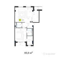КД Baitas — 2-ком 93,5 м² (от 121 550 000 тг)