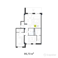 КД Baitas — 3-ком 95,7 м² (от 124 449 000 тг)