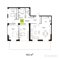 КД Baitas — 4-ком 142 м² (от 184 600 000 тг)