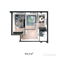ЖК Aisafi — 2-ком 54,3 м² (от 22 806 000 тг)