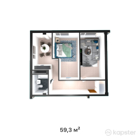 ЖК Aisafi — 2-ком 59,3 м² (от 24 906 000 тг)