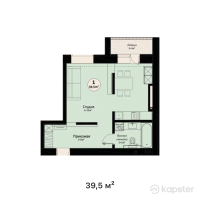 ЖК Amadina — 1-ком 39,5 м² (от 14 615 000 тг)