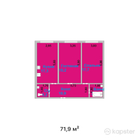 ЖК Дом на Ауэзова — 2-ком 71,9 м² (от 28 041 000 тг)