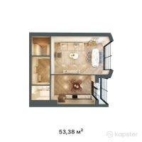 ЖК Sarmat — 1-ком 53,4 м² (от 13 772 040 тг)