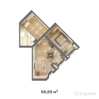 ЖК Sarmat — 2-ком 68,9 м² (от 17 773 620 тг)