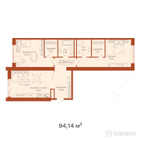 КД Paris — 3-ком 94,1 м² (от 51 777 000 тг)
