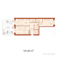 КД Paris — 3-ком 101,9 м² (от 56 017 500 тг)