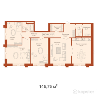 КД Paris — 4-ком 145,8 м² (от 80 162 500 тг)