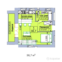 ЖК Центральный — 1-ком 36,7 м² (от 14 680 000 тг)
