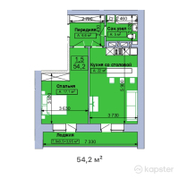 ЖК Центральный — 2-ком 54,2 м² (от 21 680 000 тг)