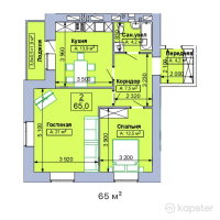 ЖК Центральный — 2-ком 65 м² (от 26 000 000 тг)