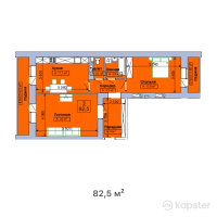 ЖК Центральный — 3-ком 82,5 м² (от 33 000 000 тг)