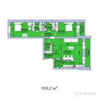 ЖК Центральный — 3-ком 105,2 м² (от 42 080 000 тг)