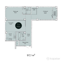 ЖК Ertis — 3-ком 97,1 м² (от 43 695 000 тг)