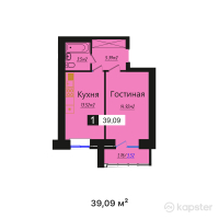 ЖК Береке — 1-ком 39,1 м² (от 15 831 450 тг)