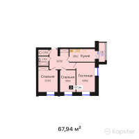 ЖК Береке — 3-ком 67,9 м² (от 27 515 700 тг)