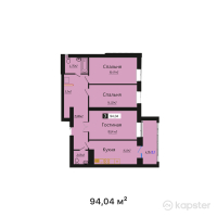 ЖК Береке — 3-ком 94 м² (от 38 086 200 тг)