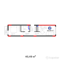 ЖК Urpaq — 2-ком 40,5 м² (от 14 940 810 тг)