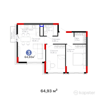 ЖК Urpaq — 3-ком 64,9 м² (от 23 959 170 тг)