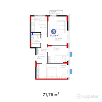 ЖК Urpaq — 3-ком 71,8 м² (от 26 490 510 тг)