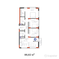 ЖК Urpaq — 4-ком 86,6 м² (от 31 962 780 тг)