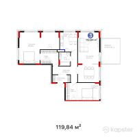 ЖК Urpaq — 3-ком 119,8 м² (от 44 220 960 тг)