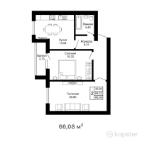 ЖК Grey stone — 2-ком 66,1 м² (от 19 163 200 тг)
