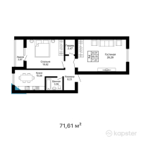 ЖК Grey stone — 2-ком 71,6 м² (от 20 766 900 тг)