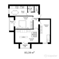 ЖК Grey stone — 3-ком 83,4 м² (от 24 183 100 тг)