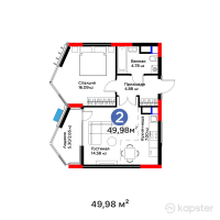 ЖК MoD. Urban — 2-ком 50 м² (от 28 288 680 тг)