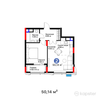 ЖК MoD. Urban — 2-ком 50,1 м² (от 28 379 240 тг)