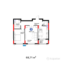 ЖК MoD. Urban — 2-ком 68,7 м² (от 38 889 860 тг)