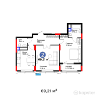 ЖК MoD. Urban — 2-ком 69,2 м² (от 39 172 860 тг)