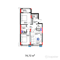 ЖК MoD. Urban — 3-ком 74,7 м² (от 42 291 520 тг)