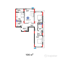 ЖК MoD. Urban — 3-ком 106 м² (от 59 996 000 тг)