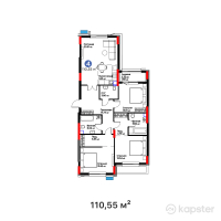 ЖК MoD. Urban — 4-ком 110,6 м² (от 62 571 300 тг)