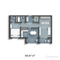 ЖК Status — 2-ком 80,7 м² (от 46 788 600 тг)
