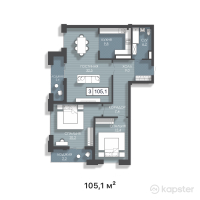 ЖК Status — 3-ком 105,1 м² (от 60 958 000 тг)