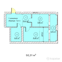 ЖК Bai Orda — 1-ком 50,3 м² (от 16 602 300 тг)