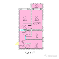 ЖК Bai Orda — 3-ком 70,9 м² (от 23 390 400 тг)