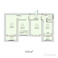 ЖК Bai Orda — 3-ком 73,5 м² (от 24 255 000 тг)