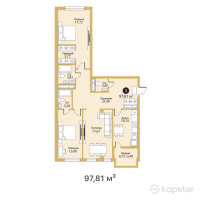 ЖК Kerege Business — 3-ком 97,8 м² (от 63 576 500 тг)
