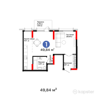 ЖК Aisar — 1-ком 49,8 м² (от 20 633 760 тг)