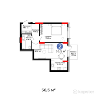ЖК Aisar — 2-ком 56,5 м² (от 23 391 000 тг)